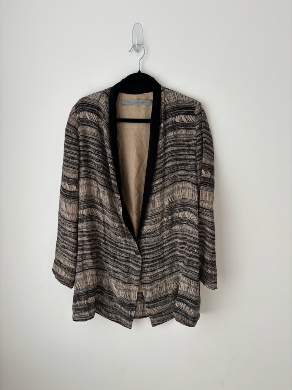 Raquel Allegra 100% Silk Blazer Jacket Abstract Print Made in USA